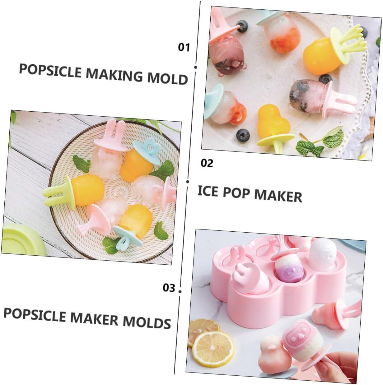 4-Piece Silicone Animal Popsicle Molds Set Reusable Ice Cream Making Molds Ice Lolly for Boys and Girls Easy Release Cube for Summer Treats