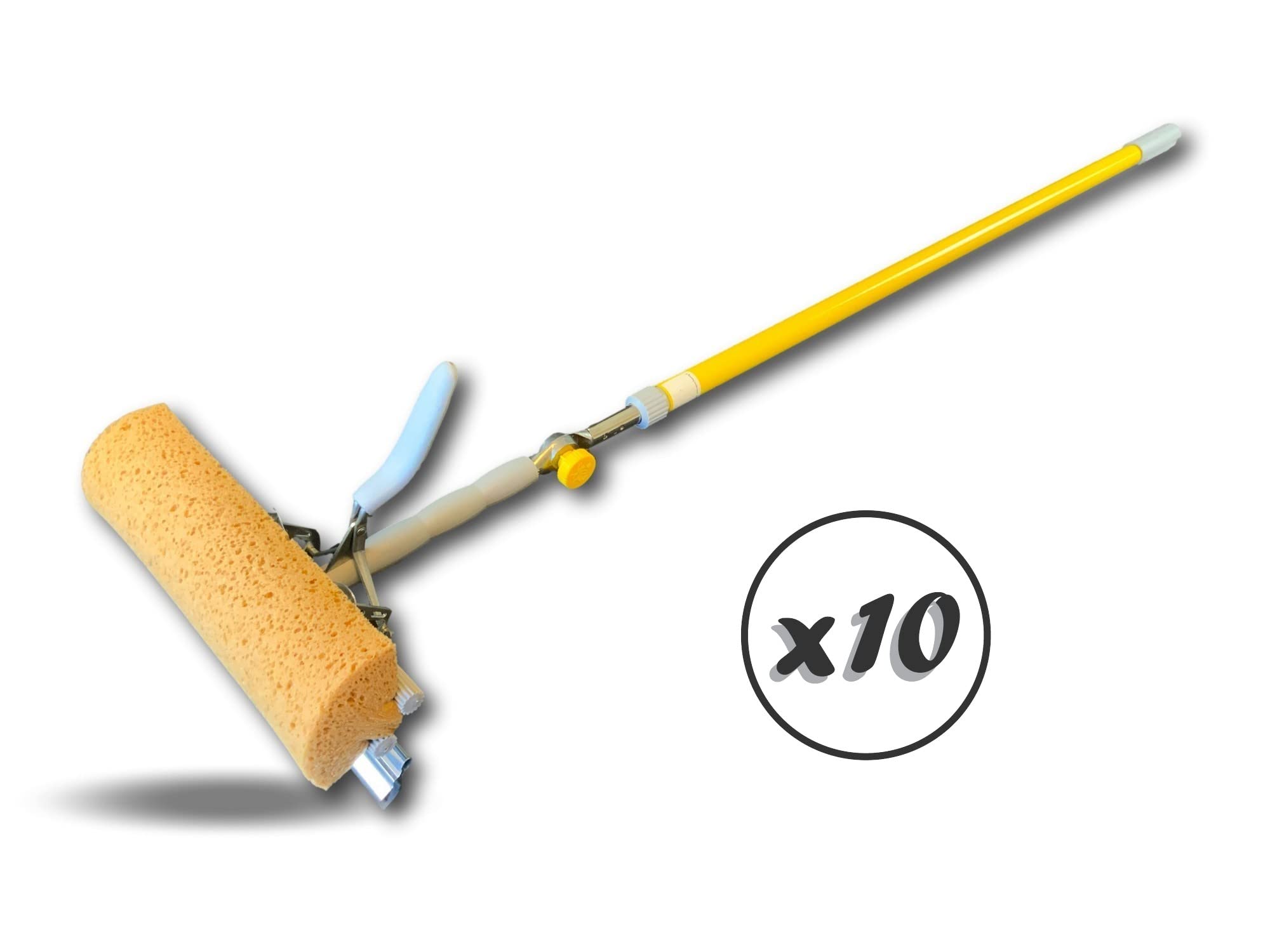 Przegubowa myjka do szyb | Zestaw 10 sztuk | System czyszczenia szyb | Uchwyt teleskopowy od 110 do 170 cm | Myjka do szyb z wykuszami | Kibros 104775x10