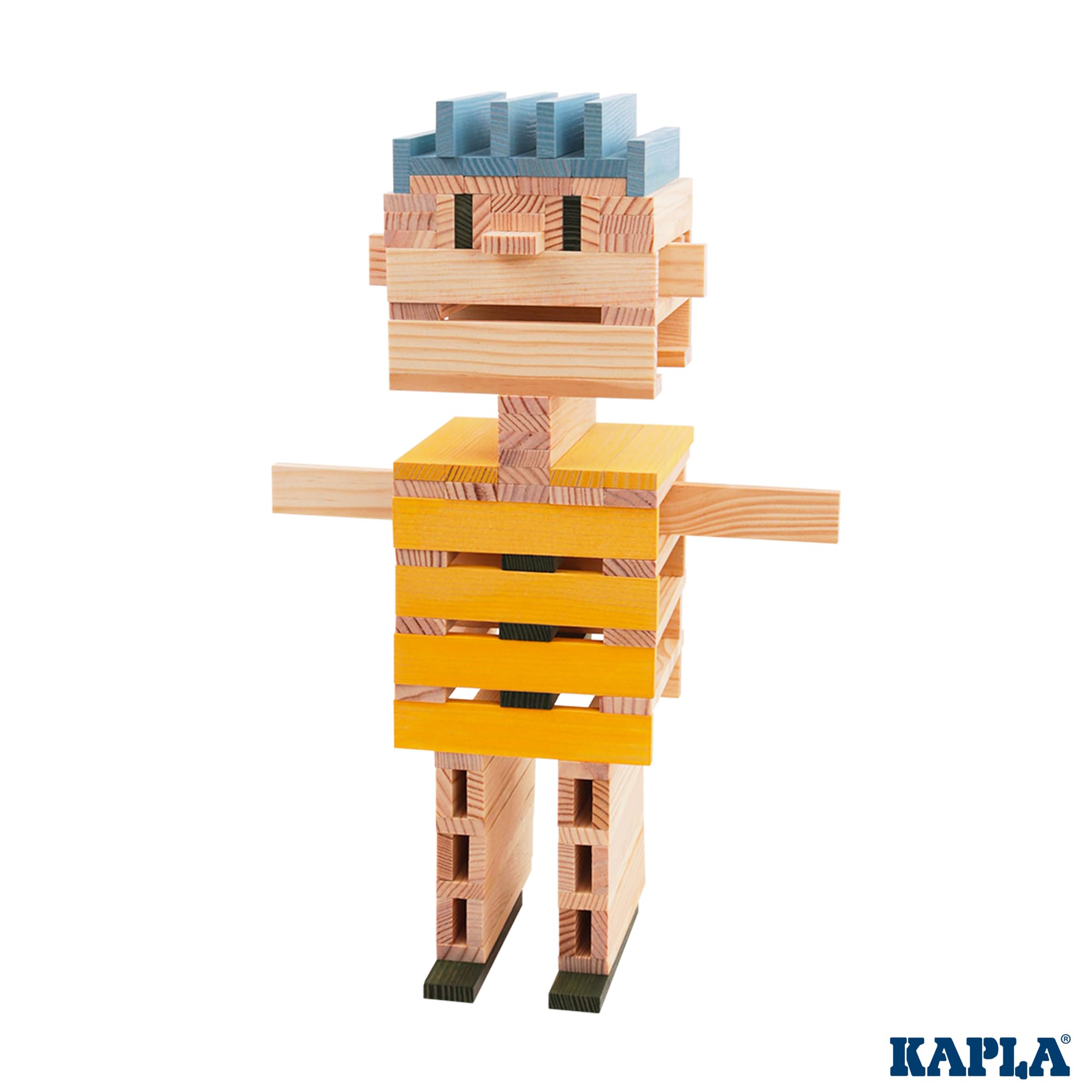 KAPLA - Jeu de Construction avec 120 planchettes en Bois colorés (Nature, Bleu Clair, Jaune, Vert), Jeux et Jouet en Bois, dès 2 Ans