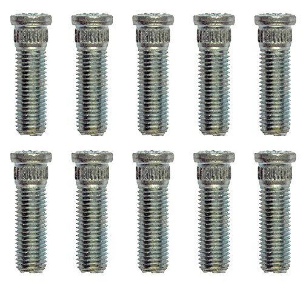 KarParts360 for Cadillac CTS 2003 04 05 06 2007 Wheel Stud | 10 Pieces | Steel | Silver | Serrated Style | M12-1.50 Thread Size | 12.726 Millimeters Knurl Diameter | Replacement for 9595178, 21011114