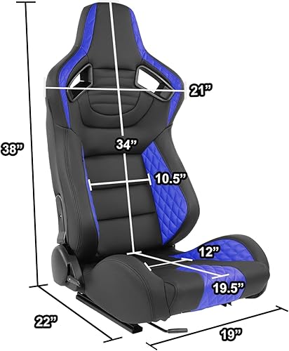 Miniatura 6 de DNA MOTORING Asientos universales reclinables con deslizadores de montaje inferior, 21 pulgadas de ancho x 22 pulgadas de profundidad x 38 pulgadas
