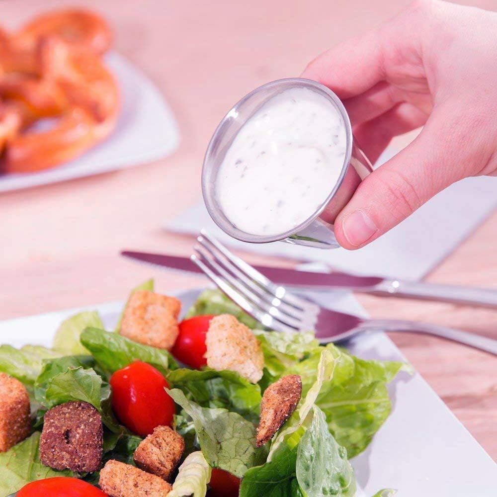 (144 Pack) Stainless Steel Sauce Cups 2.5 oz, Commercial Grade Dipping Sauce Cups, Individual Condiment Cups/Portion Cups/Ramekins by Tezzorio: Home & Kitchen
