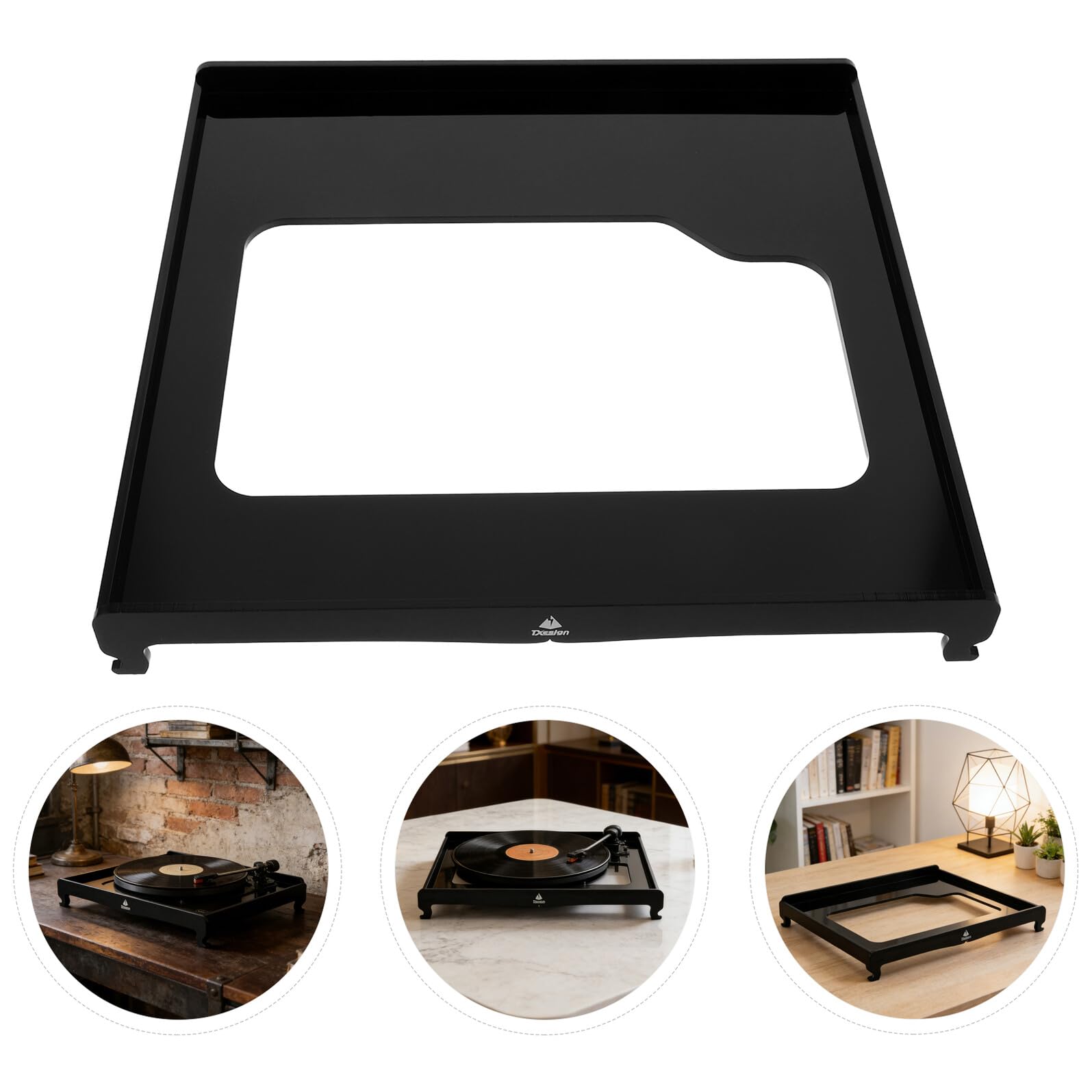 Base Isolante in Acrilico per Giradischi Vinile, Supporto Antivibrazioni Compatto Piedini Metallici, Piattaforma per Isolamento Acustico e Miglioramento Suono Audio Dj