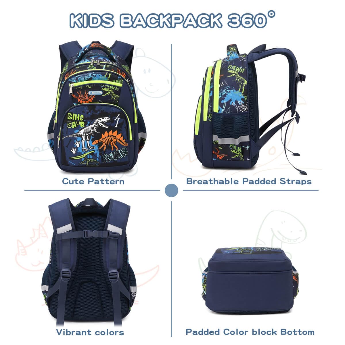 Cusangel Kinderrucksack Mädchen Jungen Teenager Schulrucksack, Ergonomischer & Anpassbarer Schulranzen, Wetterfester Rucksack Kinder mit Brustgurt, 20L, 41 x 29 x 15 cm