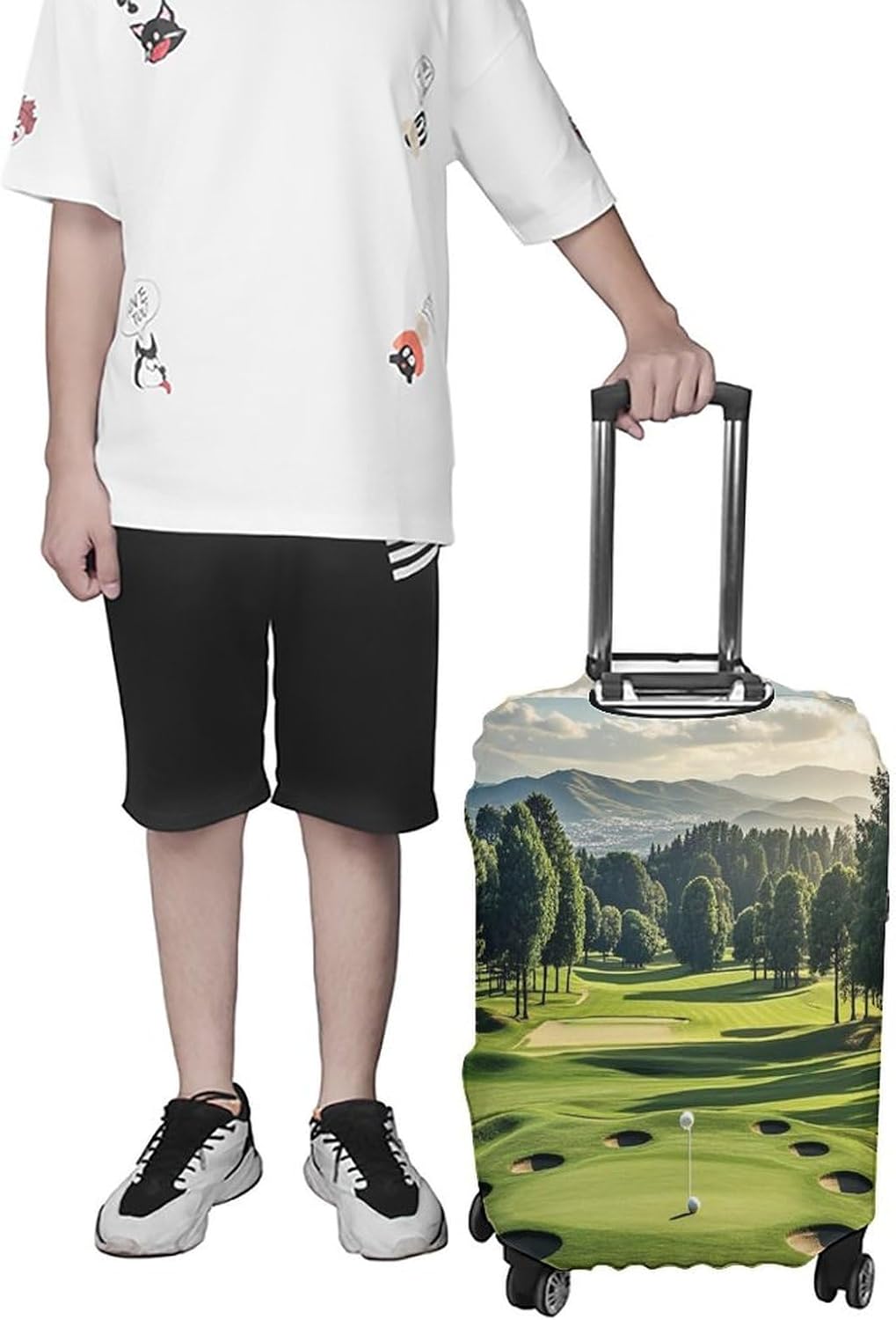 Luggage Cover for Suitcase - Golf Course Luggage Sleeve Suit Case Cover Travel Stretch Baggage Case Protective Washable Fit 19-32 Inch Large