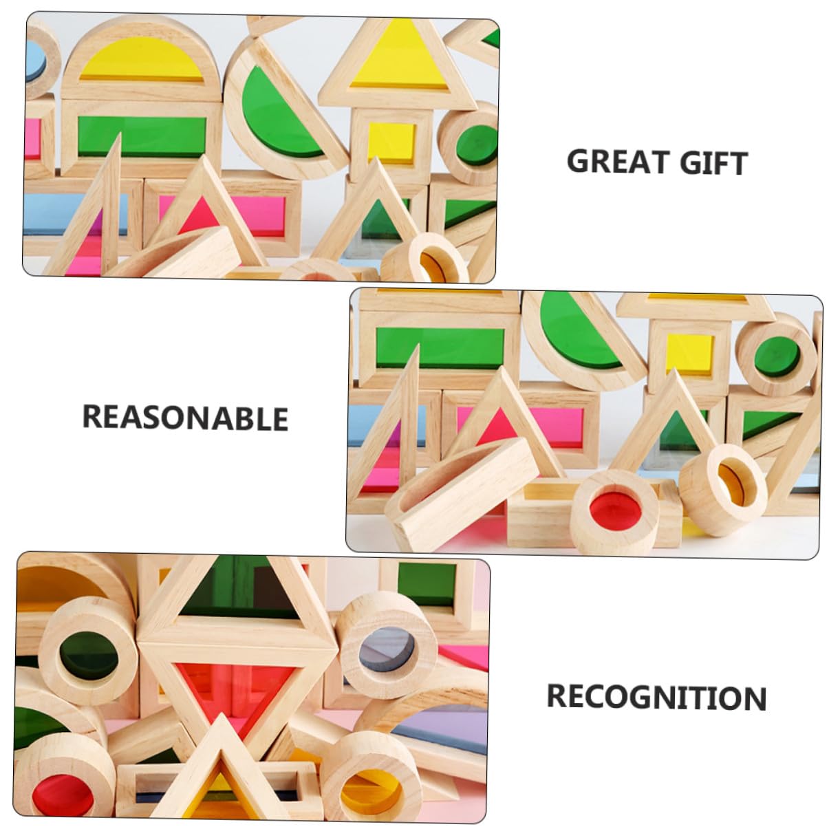 Uonlytech 24 Pezzi Blocchi da Costruzione in Legno Colorati Giochi Montessori per Anni Giocattoli Educativi Cognitivi Forme e Colori Stimolanti per Ragazzi e Ragazze