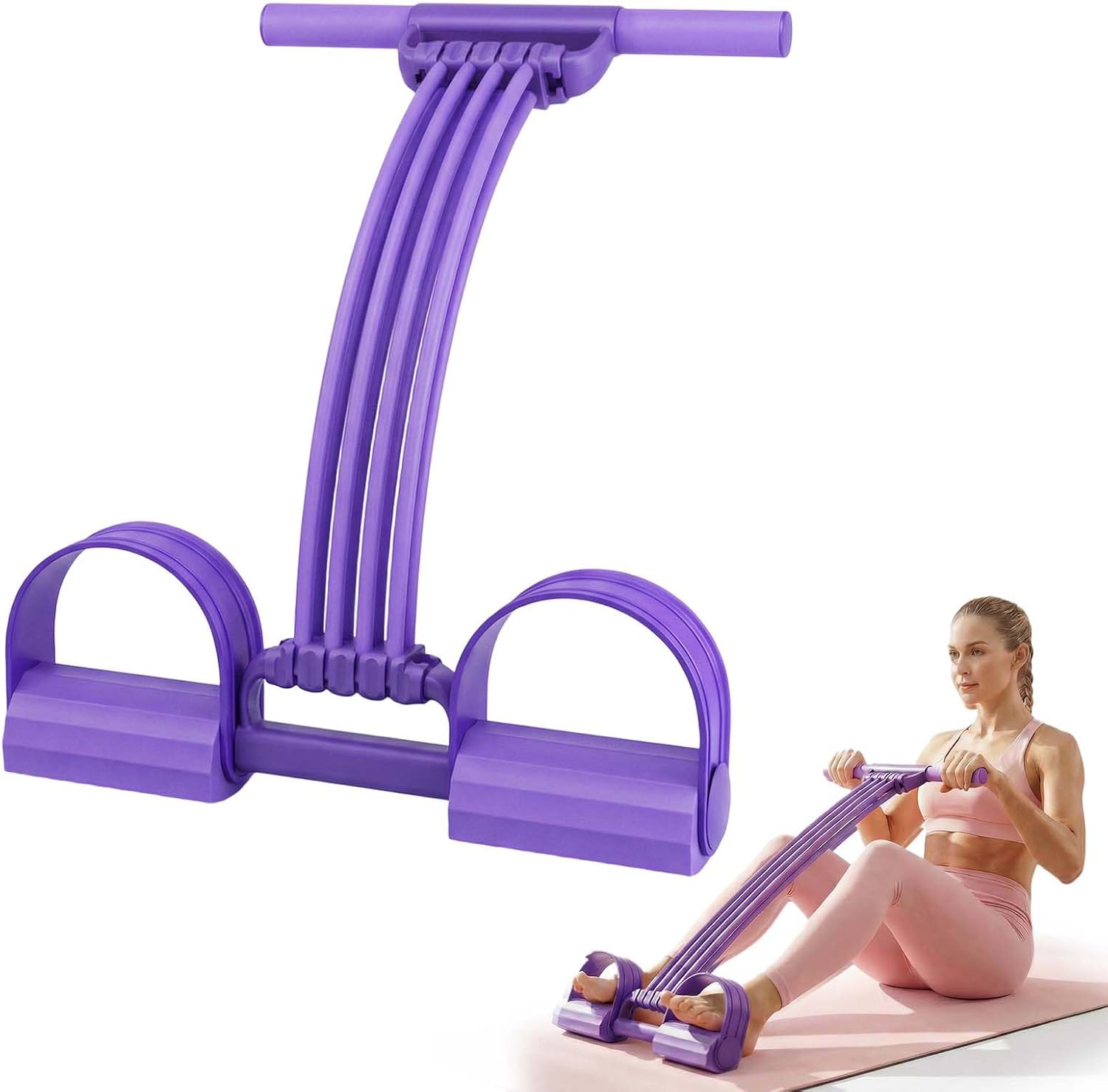 Pedal Resistance Bands with Handles, Elastic Pull Rope Fitness, Multifunction Yoga Resistance Band, Foot Pedal Resistance Bands, Stretching Workout Fitness Bands for Abdomen, Waist, Arm, Leg