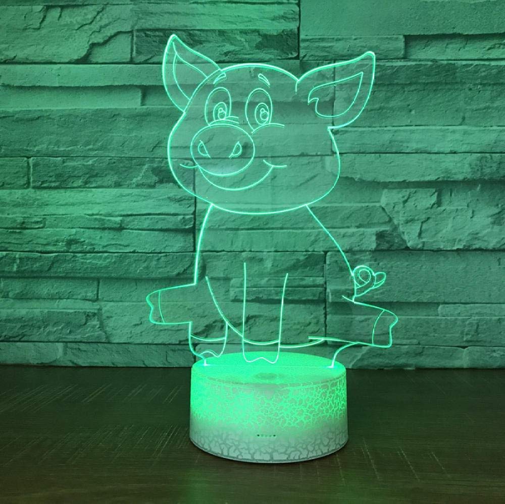 althiqahkeyCrake White Base Pig 3D LED Lamp 7 Colors Burst Night Lamp For Children Touch LED Usb Table Baby Sleeping Nightlight Drop Shipping