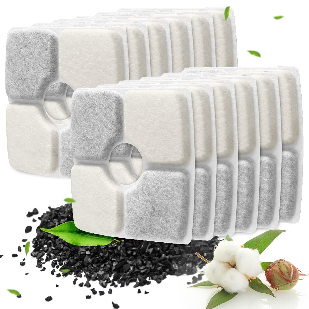 RBAYSALE Cat Water Fountain Filters 6 Packs Pet Fountain Triple Action with Activated Carbon for Automatic Flower Water Dispenser Drinking Fountain Keeping Water Clear