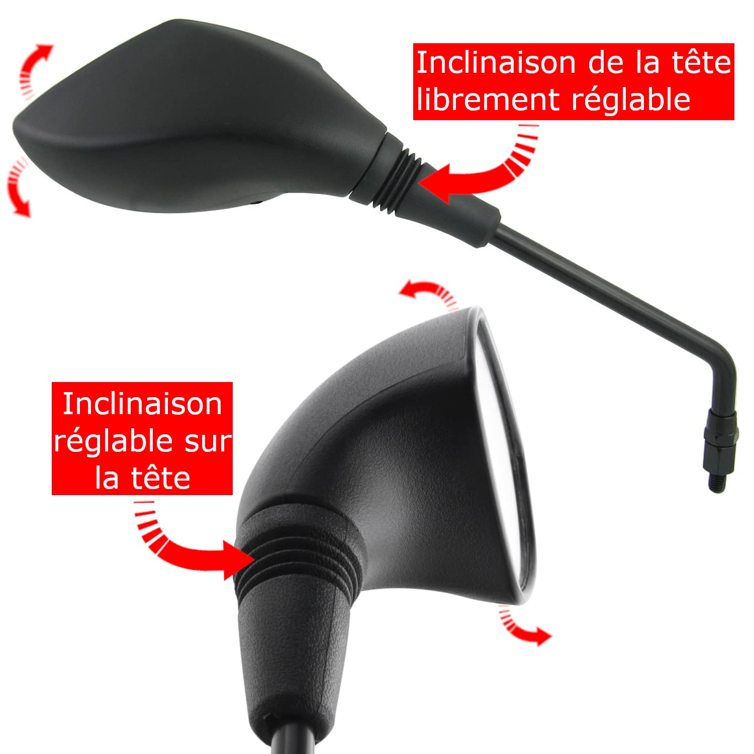 Area1 Rétroviseurs Moto Universel Retroviseur Latéral Homologué E, Certification CE (2xM10 Filetage à droite) compatible avec