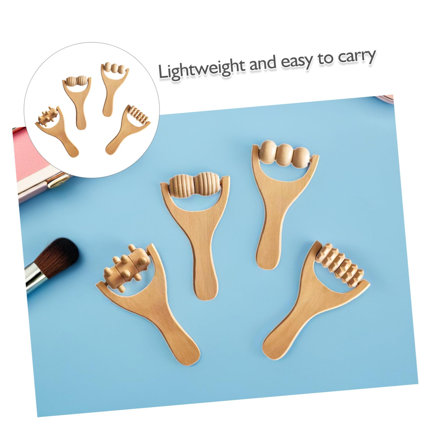 Baluue 8 Stück Holzmassagegerät mit Ergonomischem Griff Fuß und Rückenmassagegerät für Schulter und Nackenentspannung zu Hause und Freien