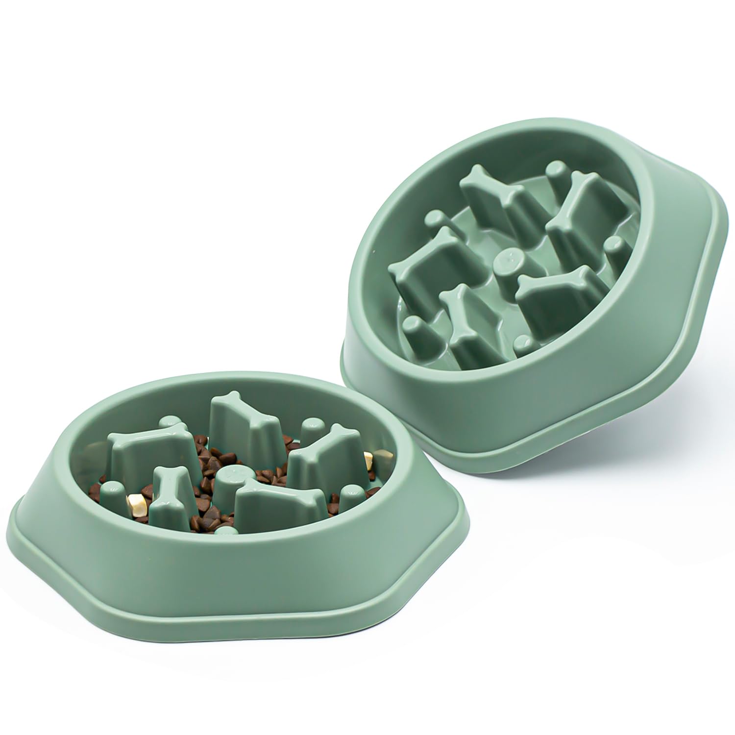2pcs Dog Bowl Dog Slow Feeder Bowls Bloat Stop Food Bowl Interactive Puzzle Healthy Eating Bowl(2pcs,Green)
