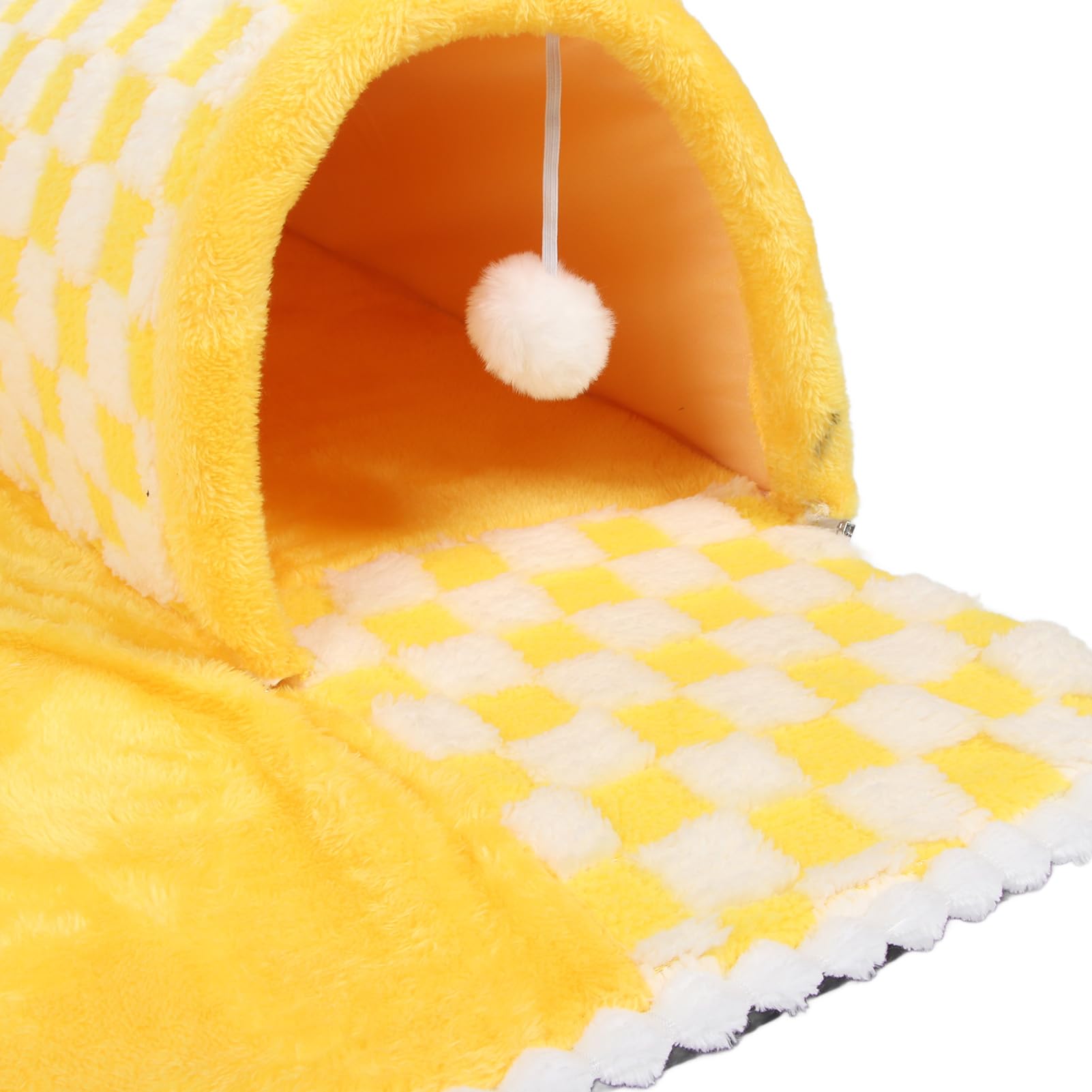 2 Piezas de Alfombra para túnel de Gato, Cama de Felpa Desmontable y Lavable para Gatos, Cama-túnel Suave y Plegable con cojín Desmontable para Gatos de Interior, Acogedor