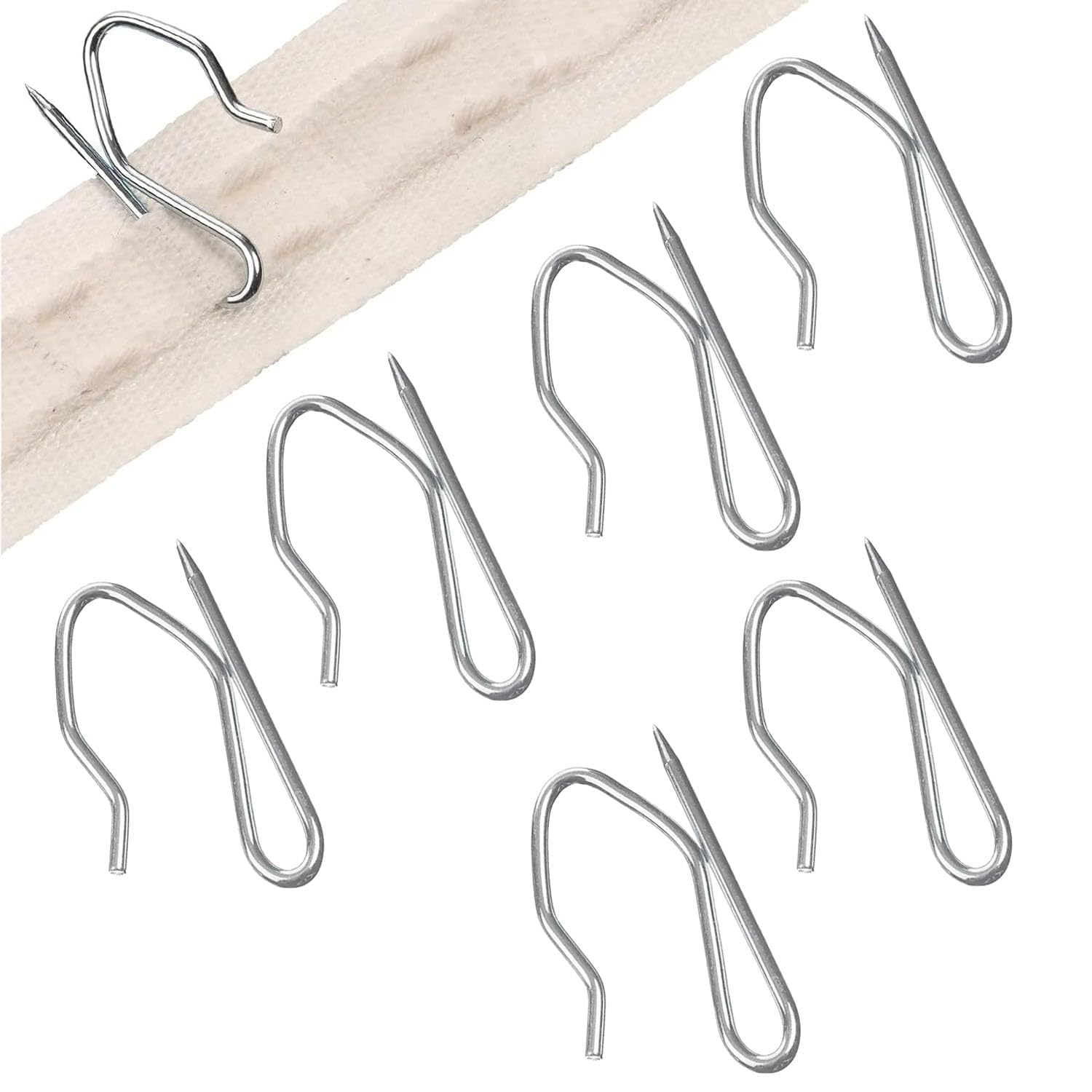50Pcs Large Pointed Hooks, Heavy Duty Zinc Metal Drapery Pin Hooks, Metal Curtains Hooks, Curtain Pin Hooks,Window hooks metal,Pinch Pleat CurtainHooks for Window, Shower, Pencil Pleat Curtain