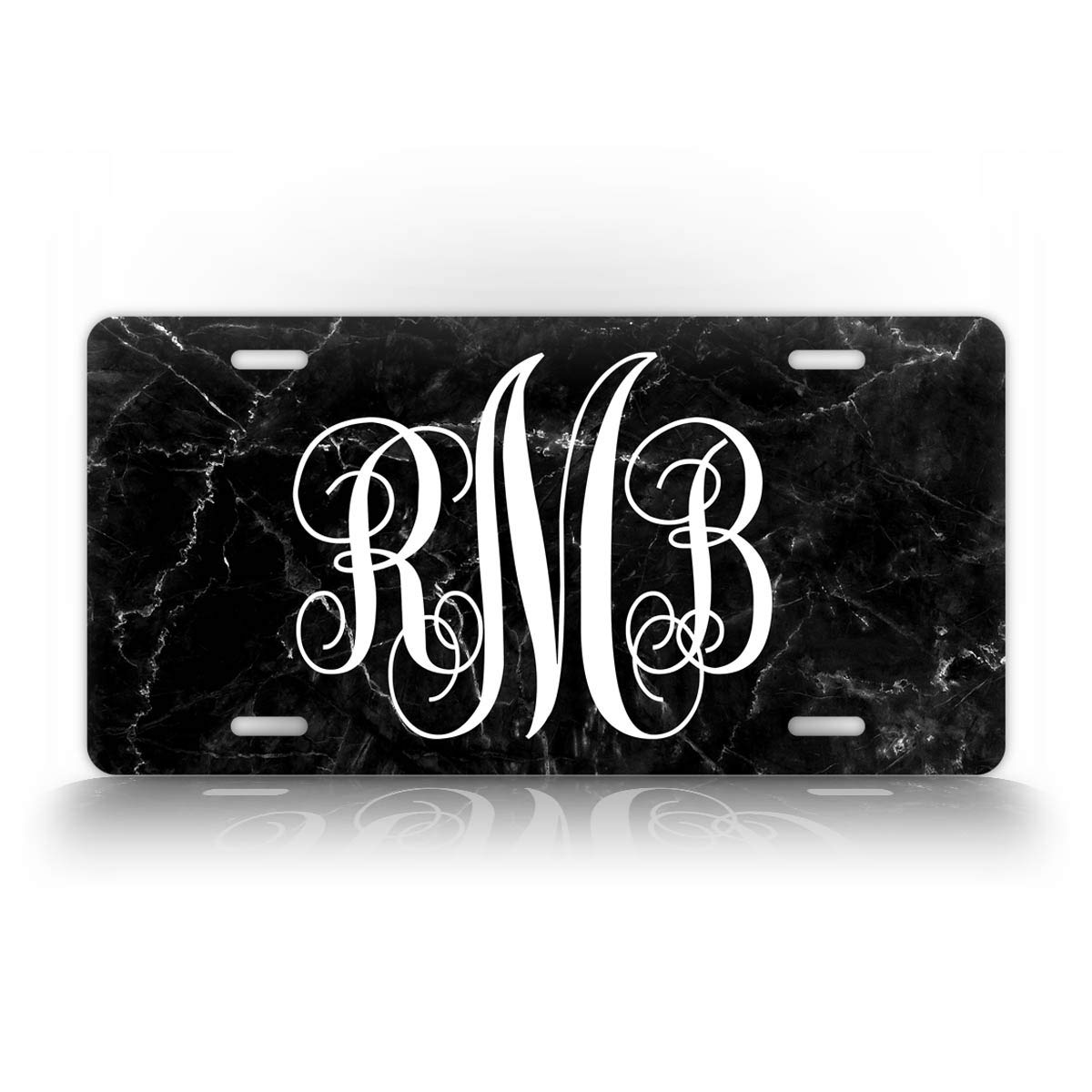 SignsAndTagsOnline Black Marble Monogram Plate