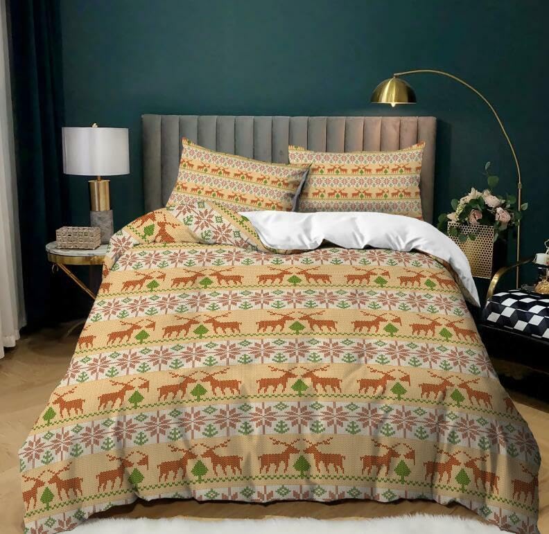 Housse de couette 90x190 wapiti beige avec taie d'oreiller pour lit enfant