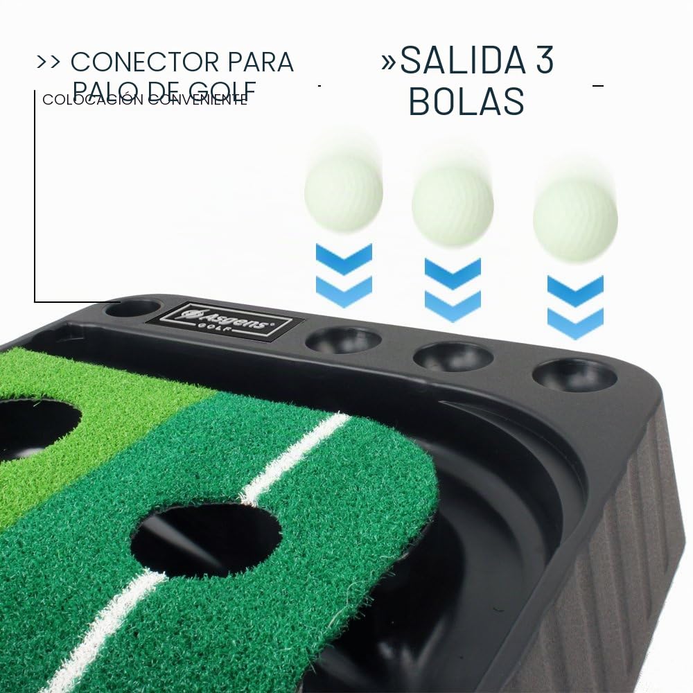 Golf Putting Trainer, Tapete de Golf de Césped de Dos Colores con Pista de Retorno de Bola Gruesa y Función Automática