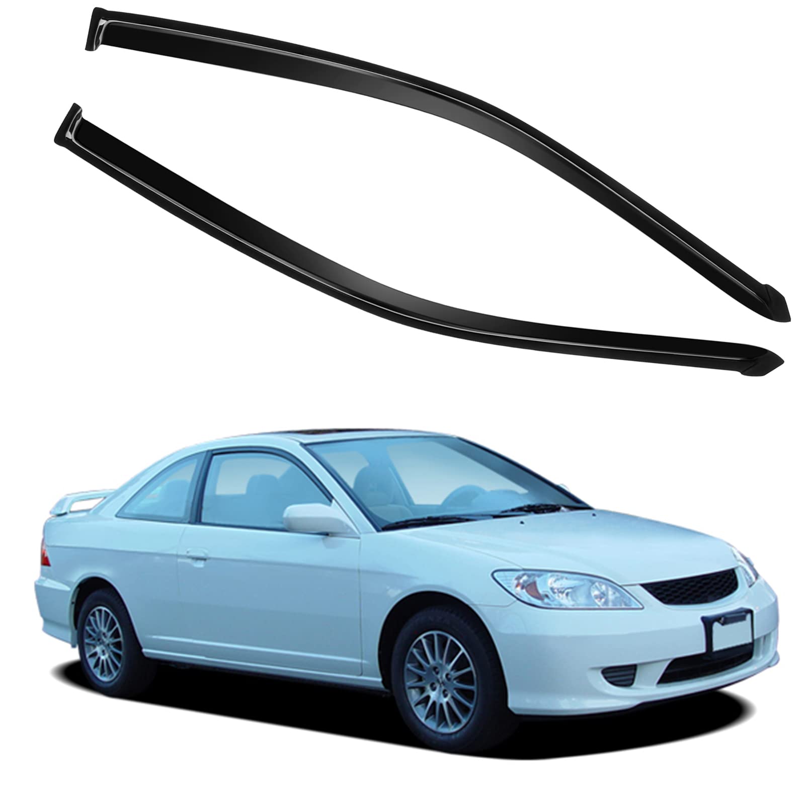 OCPTY Front Window Visors Tape-On Rain Guards 2Pcs for 2001-2005 for Honda Civic