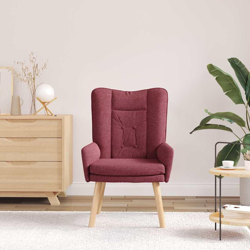 Générique Fotel bordowy 63 x 67 x 94 cm Tkanina poliestrowa | Nogi z litego drewna kauczukowego, wyściełane oparcie, miękkie podłokietniki, do salonu, sypialni, biura