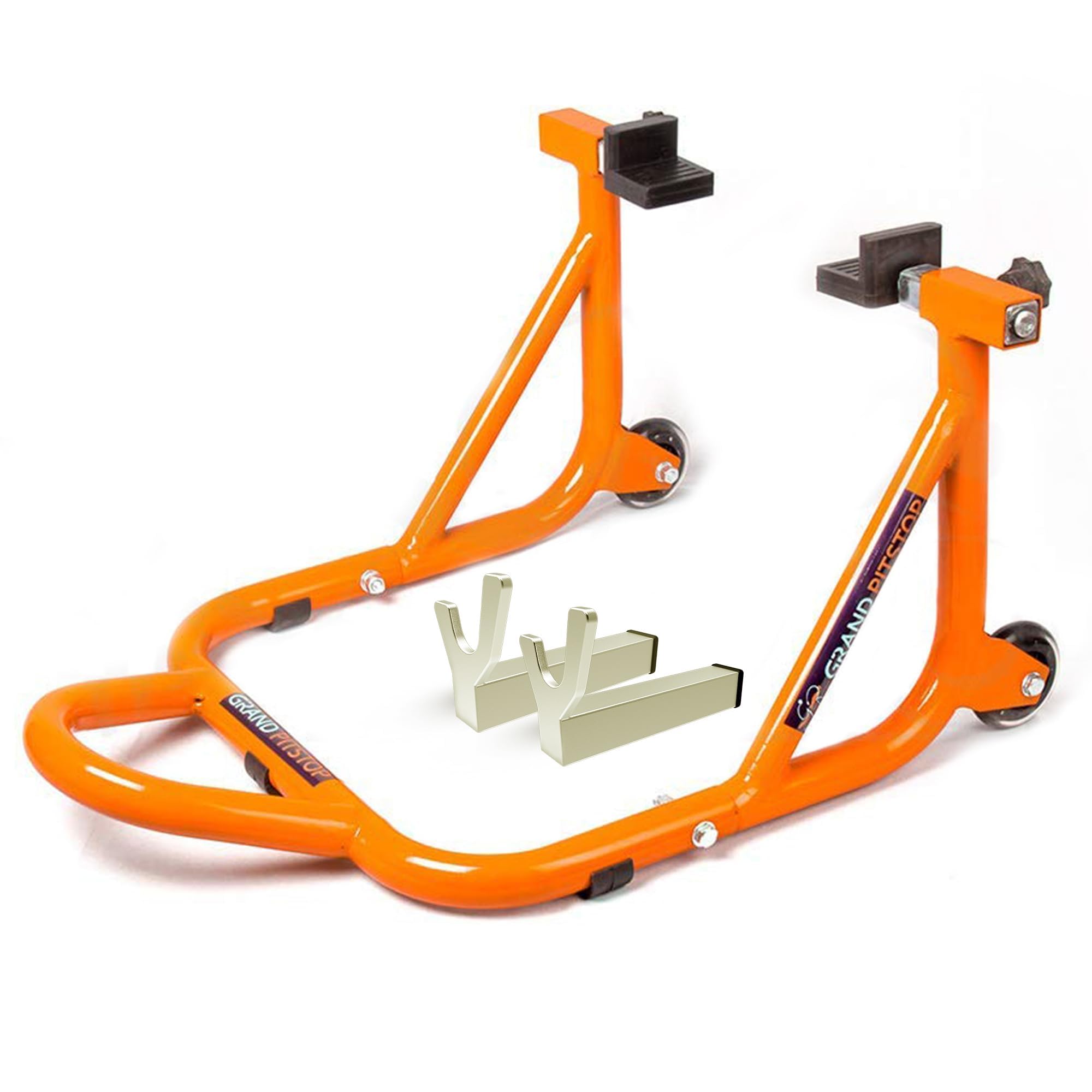 Sponsored Ad - Grand Pitstop Universal Rear Paddock Stand for Motorcycle with Swingarm Rest (Dismantable with Skate Wheels, Orange, Motorcycle Weight Up to 450 Kgs)