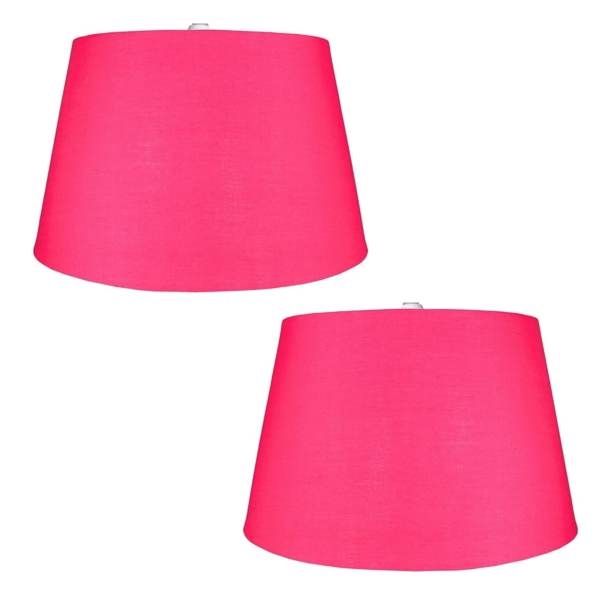 Pack of 2 - Large Tapered Cotton Drum Lampshade – Shades for Ceiling Pendants, Table Lamps, and Floor Lamps (2, Hot Pink)