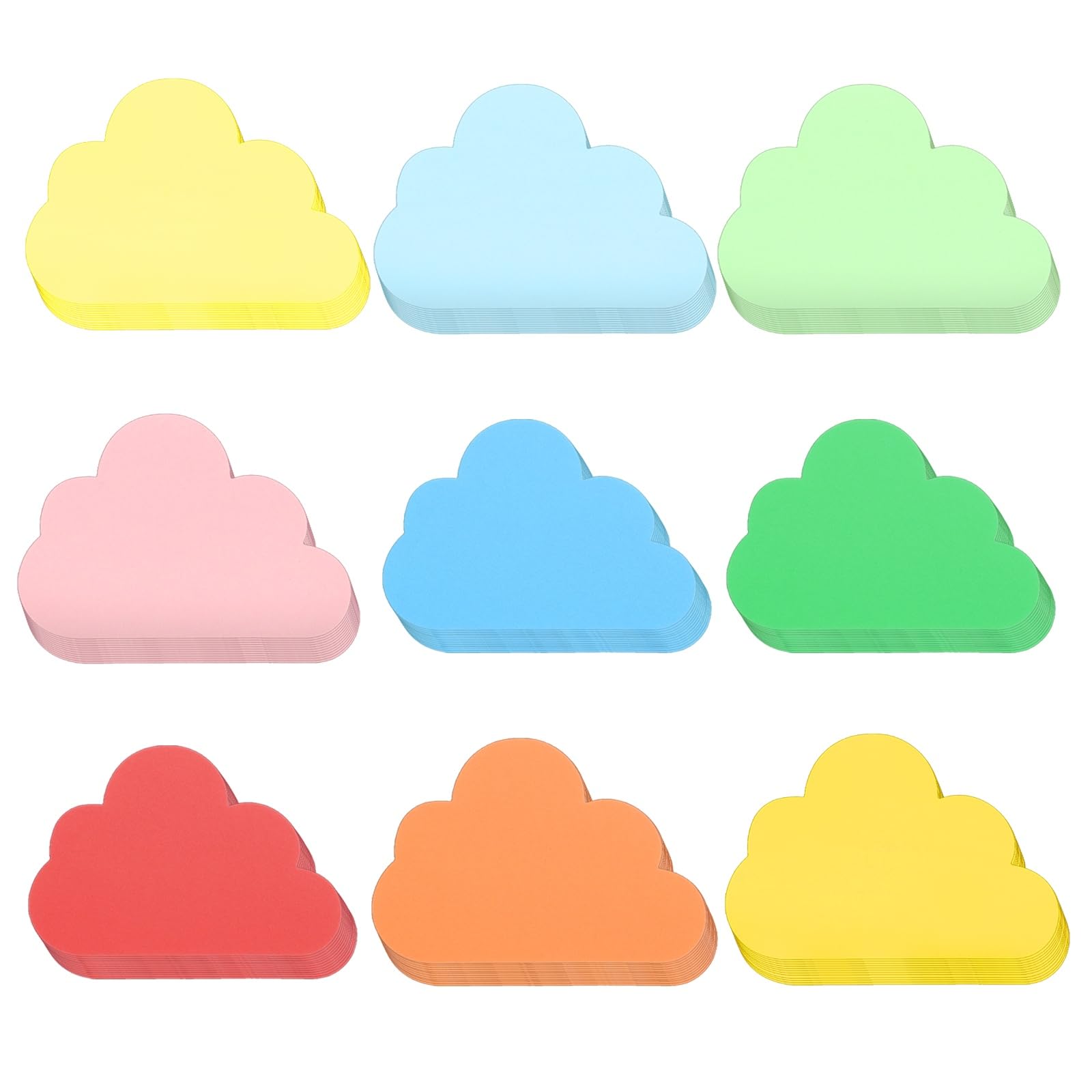 Découpes nuage multicolores cartonnées avec pastilles adhésives double-face lot de 108 pièces