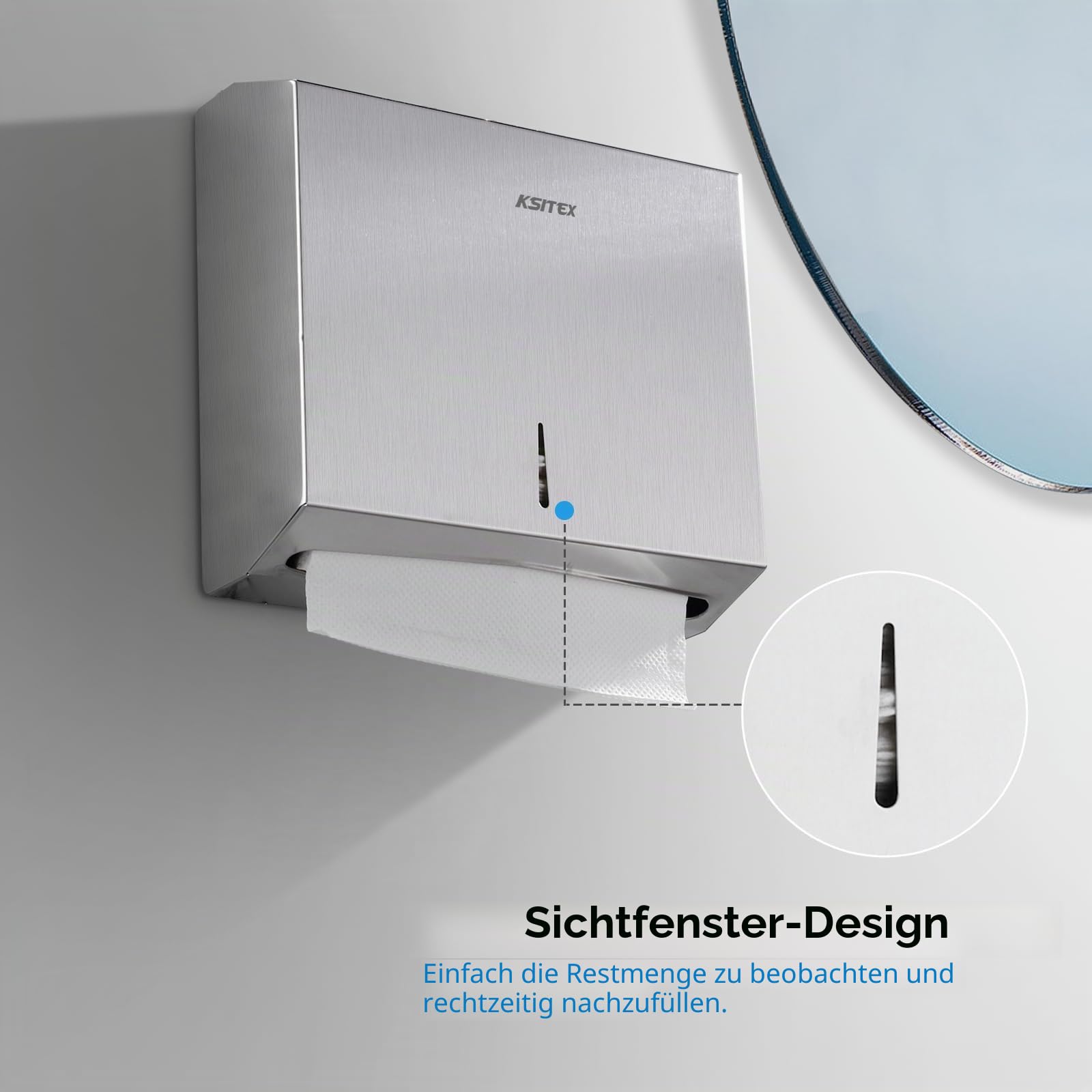 Kommerzieller Papierhandtuchspender zur Wandmontage, Edelstahl-Handtuchspender mit Schloss, großvolumiger Halter für Multifold-Papierhandtücher für Badezimmer, Küche und öffentliche Bereiche