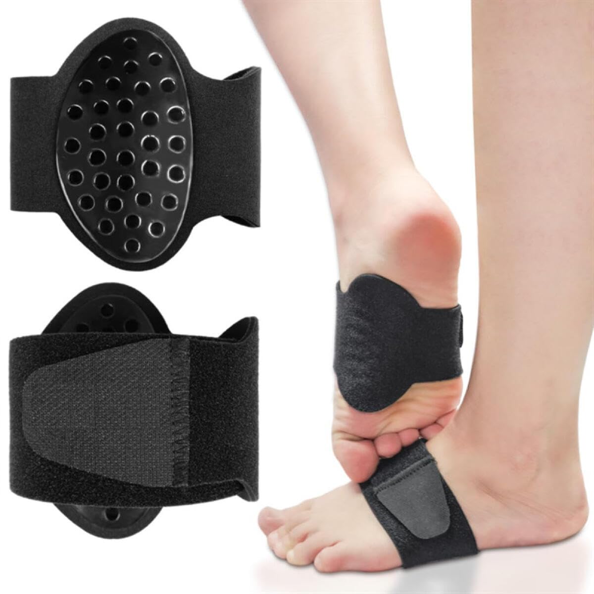GoodernGoodern 1 Pair Arch Support Compression Sleeves for Flat Feet, Adjustable Plantar Braces for Fallen Arches,Breathable Unisex Orthotic Arch Support Wrap for High Arch,Arch Support Relief Plus Braces