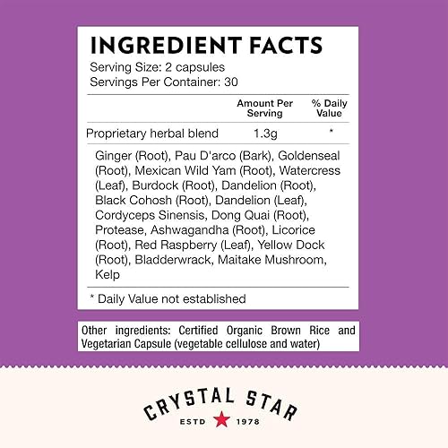 Miniatura 4 de Crystal Star Fibro Defense, 150 cápsulas  Salud mamaria y uterina entre períodos  Tapas de suplemento a base de hierbas naturales para mujeres