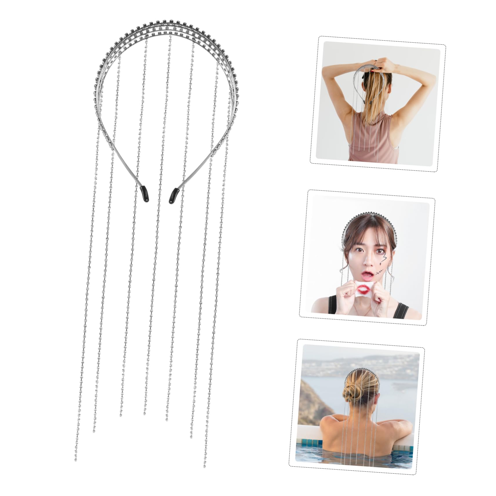 Beavorty 4 Uds Cadena De Pelo Trenzada Con Diamantes De Imitación Diadema De Viaje Con Diamantes De Imitación Diadema De Con Diamantes De Imitación Para El Pelo