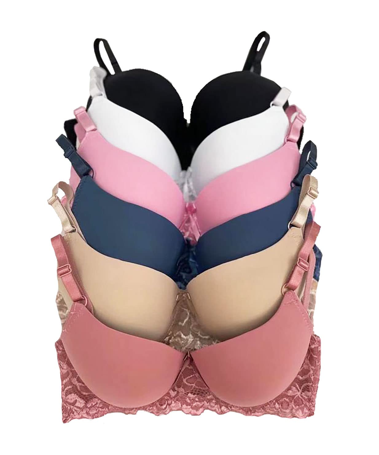 IHeyi6 Pieces Full Cup/Demi Wired Gentle Pushup Push Up Bra A/B/C