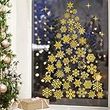 Weihnachts-Fenster Dekoration,Fensterbilder Weihnachten,Schneeflocken Weihnachtsdeko,Weihnachtsdeko, UV-Schutz Sonnenschutzfolie Fenster, Sichtschutzfolie für Fenster