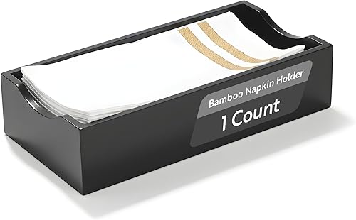 Restaurantware Servilletero plano de 9.5 x 4.25 x 2 pulgadas, 1 servilletero rectangular de madera, para mesas de cocina o encimeras, resistente