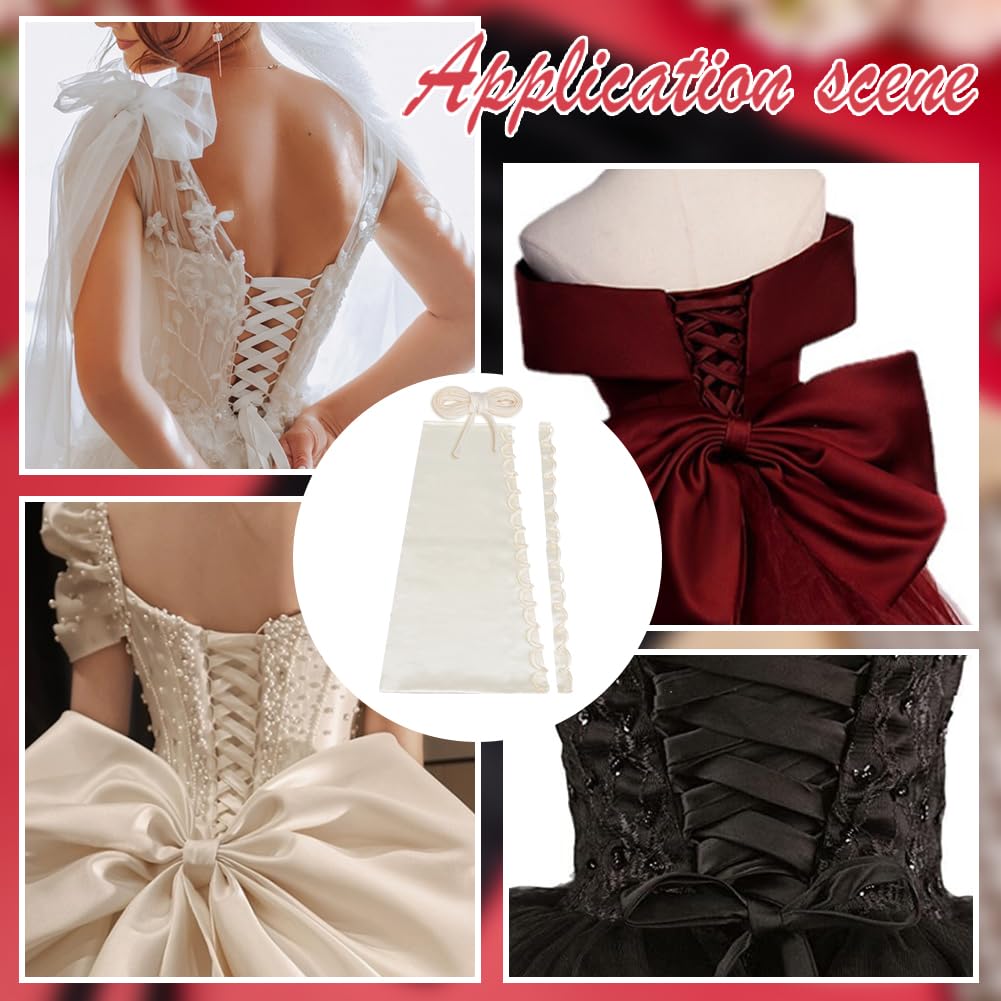1 Ensemble de Fermeture Éclair de Rechange pour Robe de Mariée Corset Réglable en Satin Couleur Champagne à Lacets pour Robe de Mariée