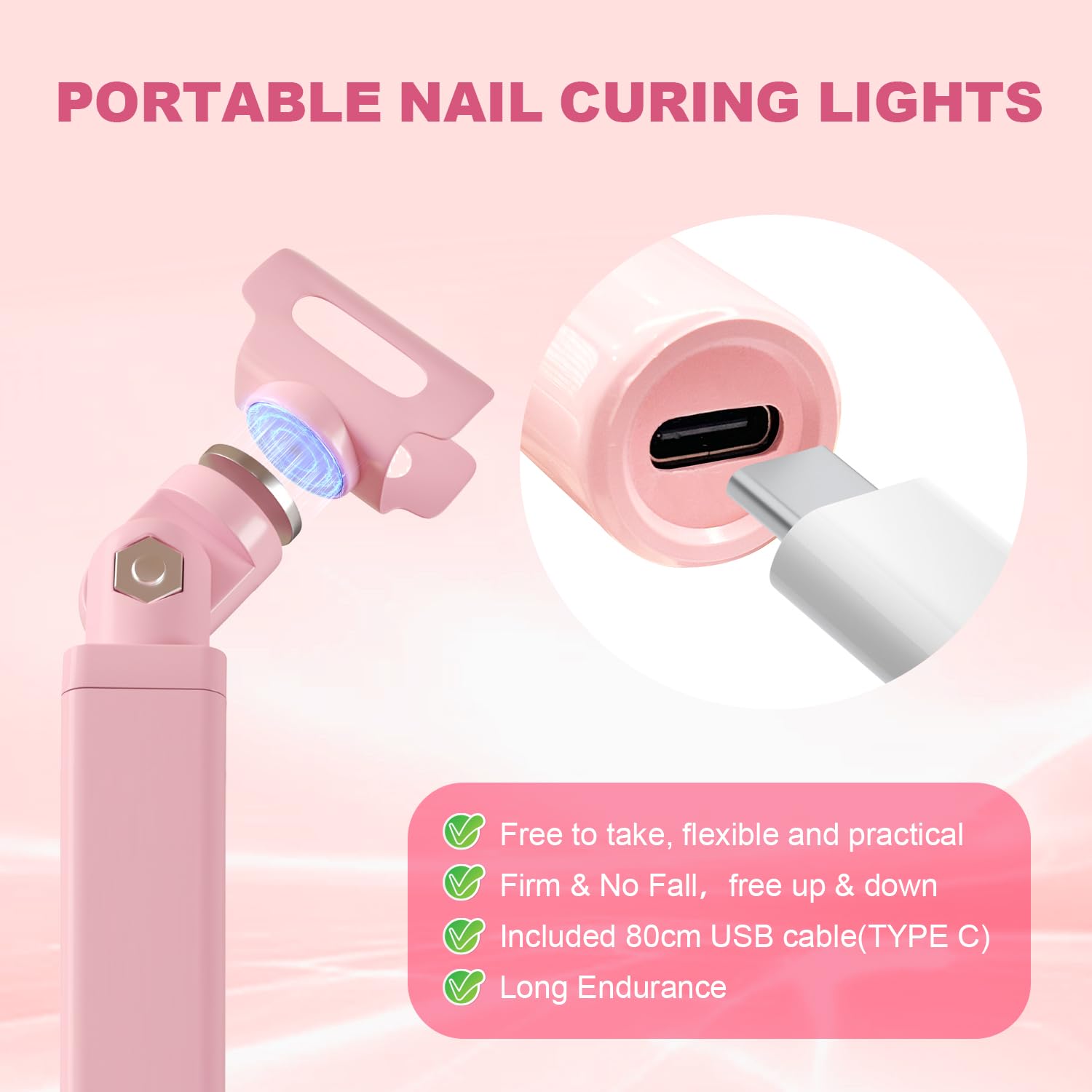 Mini-UV-Licht für Nägel, LED-Blitz-Lampe für Gel-Nagellack, tragbares UV-Stiftlicht für Einzelfinger, Nagelhärtelampe mit Ständer für Anfänger, Salon, DIY oder Maniküre zu Hause, Weiß (Schwarz, Mini)