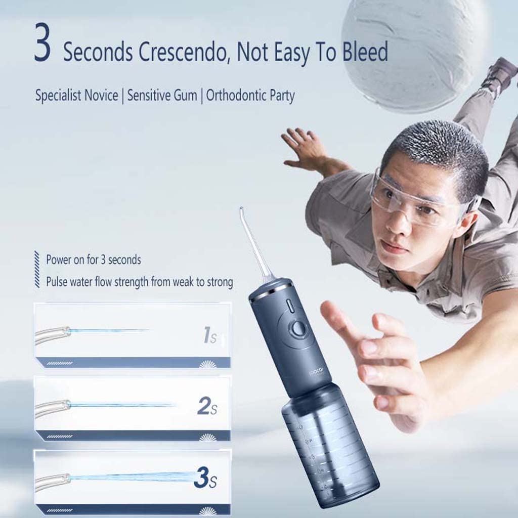 TJH Idropulsore Irrigatore Orale Dentale Cordless Professionale - IPX7 Portatile e Ricaricabile Idropulsore Impermeabile per la Pulizia dei Denti, Serbatoio da 250 ml Casa e Viaggio