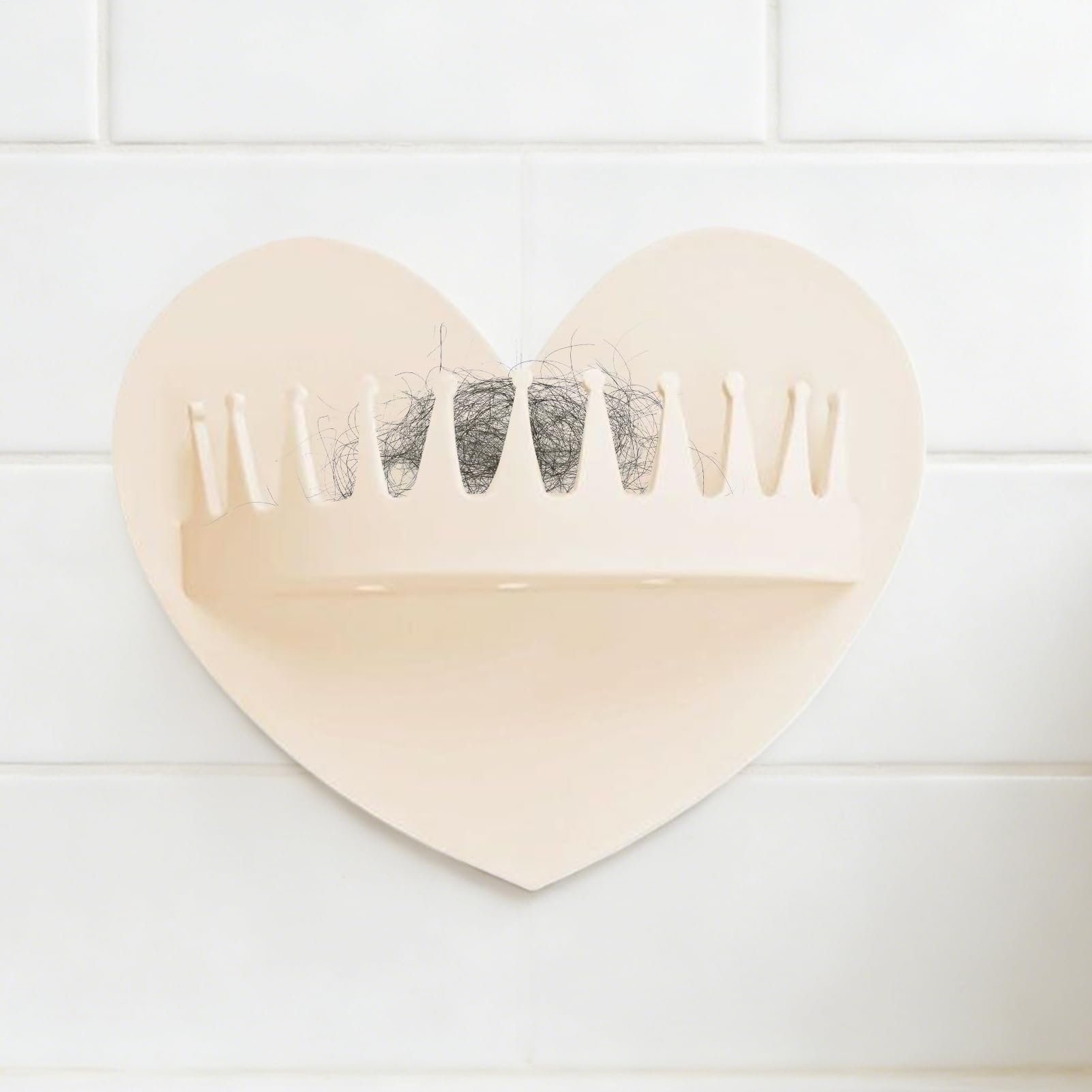 Suction Cup Hair Catcher - Wall Shower Trap | 3.9x4.72in Reusable Silicone Hair Grabber with Heart Design for Bathroom, Shower, Sink, Girls Wife Girlfriend Indoor Home