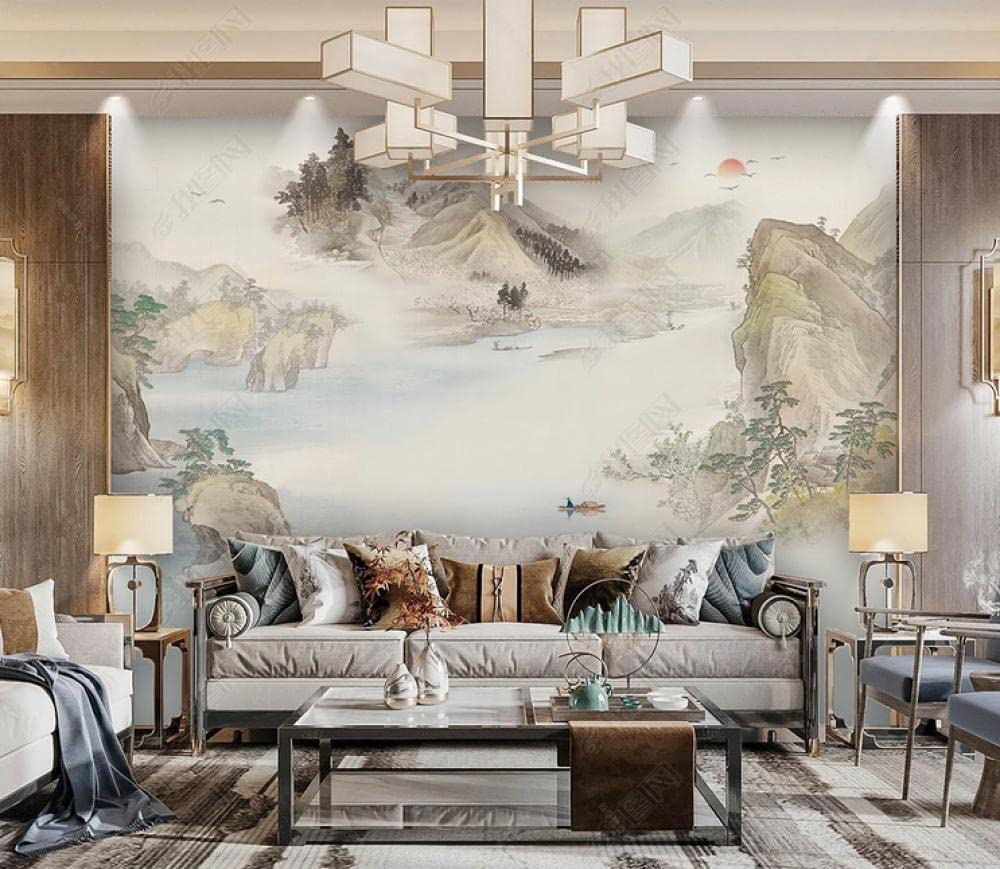 Mural-Wallpaper-Landscape Abstract Zen elk Landscape Artistic Conception Flying Bird Background Wall*400cmx280cm(157.4x110.2inch) Poster-Silk Cloth-Photo Wallpaper-Custom-Wall Decoration