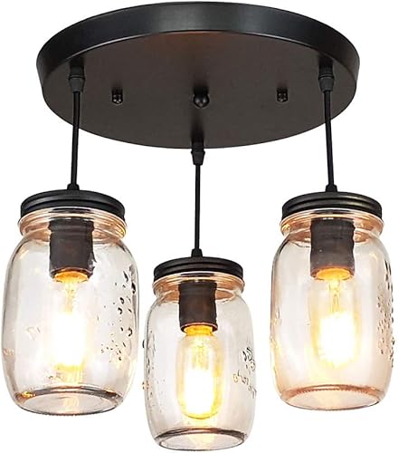 Luz de isla de cocina, iluminación colgante ajustable, lámpara colgante de tarro de cristal (3 luces) disponible en Yaxa Venezuela