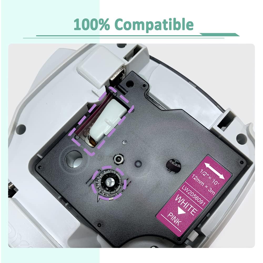 6x Labelwell Cinta de Etiquetas para D1 12mm 45013 2056086 2056090 2056091 2056094 2056098 para Dynmo LabelManager 160 280 300 360D 420P 450D 500TS 120P LabelPoint 200 250 300 Labelwriter 450 duo