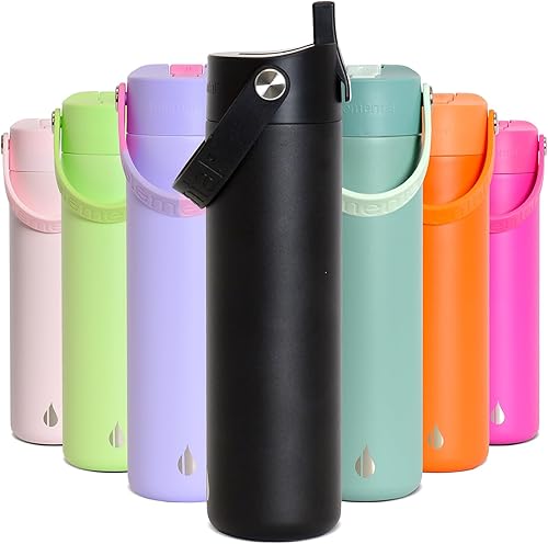 Miniatura 101 de Elemental Botella de agua aislada de 40 onzas con pajilla, botellas de agua con núcleo de acero inoxidable 100% a prueba de fugas para viajes,