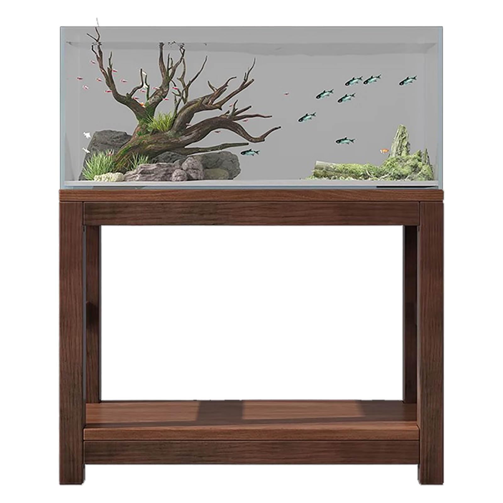 Robuster Metallständer für Aquarien, modernes 2-stöckiges Aquarium-Regal, starke tragende Aufbewahrungshalterung für Aquarien, stilvolles Holz-Aquariumregal, Reptilien-Terrarium-Ständer