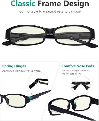 Miniatura 7 de Eyekepper Paquete de 4 lentes de lectura con bloqueo de luz azul para mujer, teñido ámbar +1.50