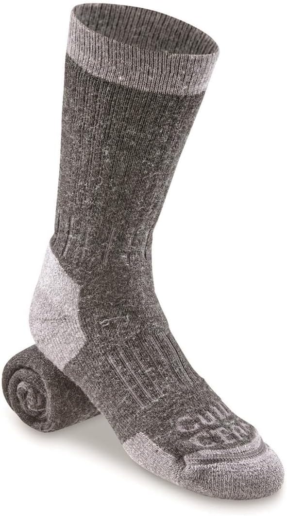 Guide Gear Camping Hiking Work Cushioned Socks for Men and Women, Lifetime Heavyweight with NanoGLIDE, 3 Pairs Gray MEDIUM