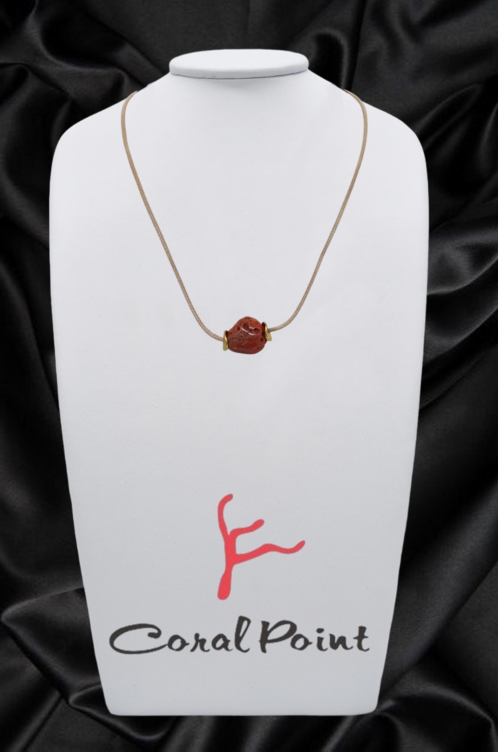 sicilia bedda - Collana Unisex con Corallo Rosso del Mediterraneo e Argento 925 - Filo Caucciù Cerato - Gioiello Artigianale