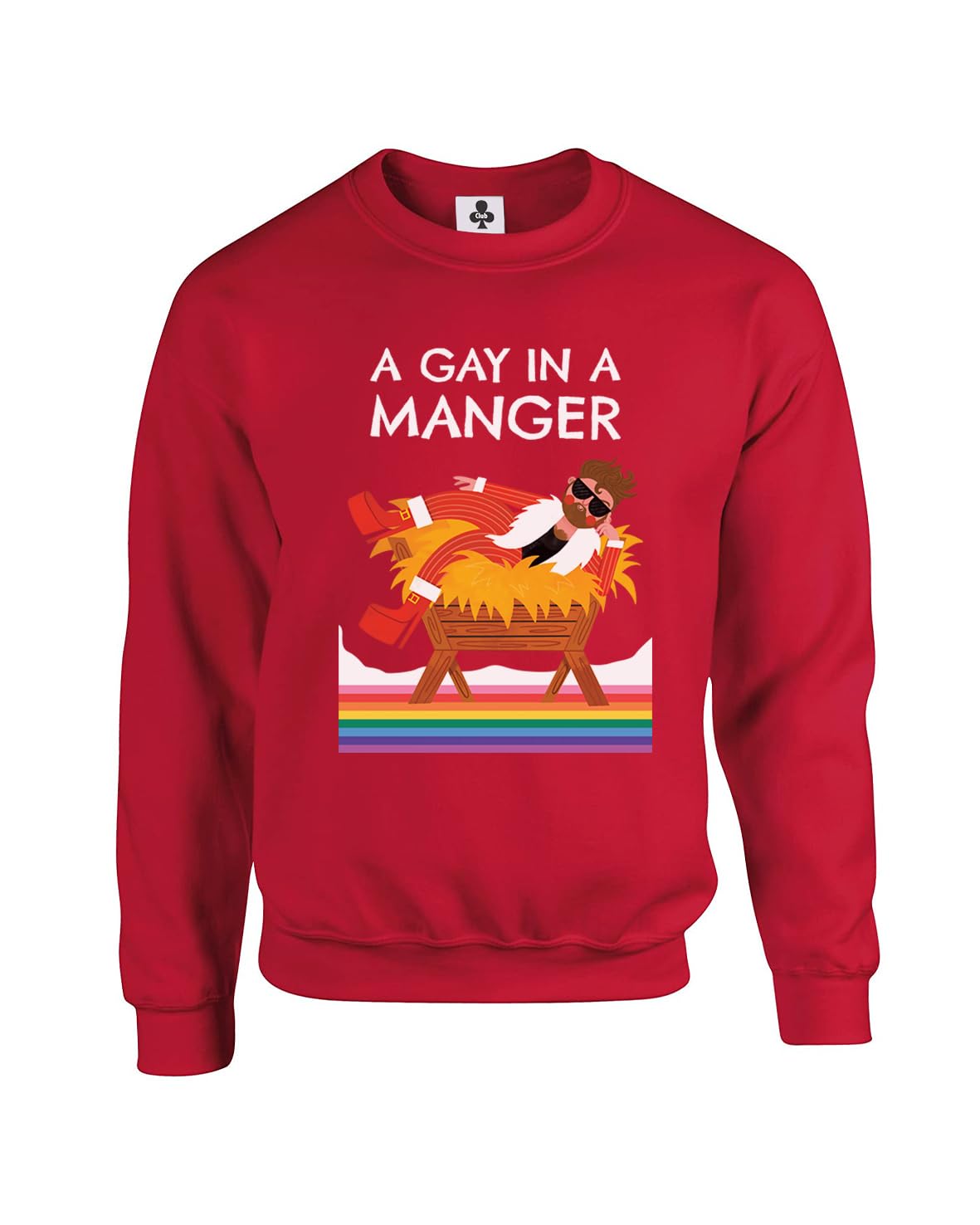 Taylor Brown Gay in a manger, meme novelty iconic rude humerous offensive fun christmas xmas Unisex Funny Adults Sweatshirt Jumper Red