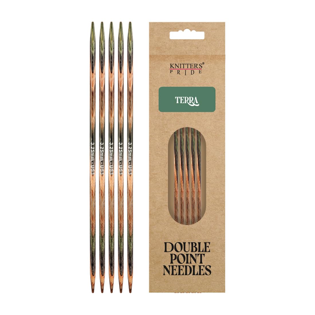 Knitter's Pride Green/Brown Terra Double-Pointed Needle 20 Cm 3.25 Mm Single Needle