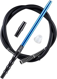 D-Hose Hookah Hose Set – Premium Shisha Accessories 1.1ft Long Detachable Aluminum Mouthpiece Handle | 5ft Silicone Pipe | Hookah Adapter | Anti-Kinking Spring | Silicon Grommet (Royal Blue)