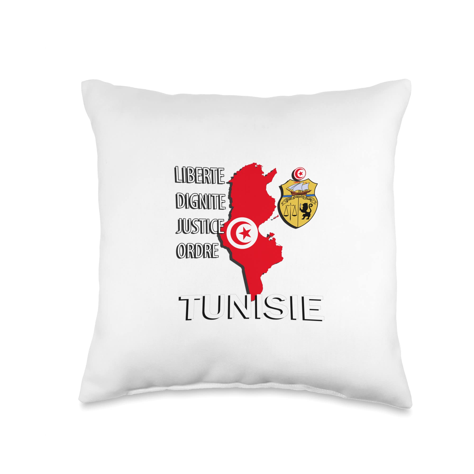Tunisia-Freedom, Dignity, Justice, Order Throw Pillow, 16x16, Multicolor