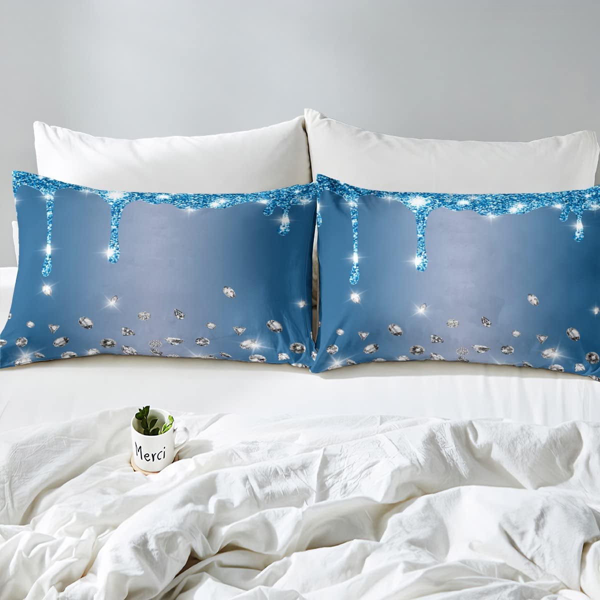 Juego de sábanas de diamantes con purpurina para niños y niñas, sábana bajera ajustable brillante para niños, mujeres y hombres, textura de lujo suave, colorido y moderno, juego de ropa de cama para